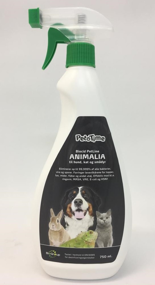 BioCid Animalia desinficeringsmiddel spray 750 ml. Til at bekæmpe lopper og lus' 5 % blanding.
